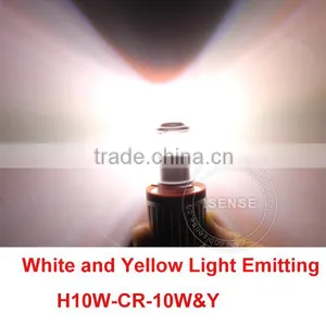 Most Hot Selling With New Design Headlight Led H10 Double Colors 3 Modes White Yellow Orange Amber 10W CR LED Chips thumbnail-5