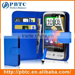Set Screen Protector Stylus And Case For HTC Desire C , Dark Blue Leather Wallet Waterproof Case For HTC Desire thumbnail-1