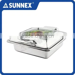 SUNNEX Professional Mirror Finish Hydraulic Hinge 5.5 Litre Glass Lid Chafer thumbnail-2