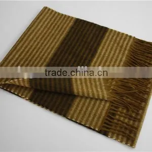 Yellow Stripe Wool Scarf With Fringe thumbnail-2