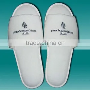 Open Toe Hotel Velvet Slippers/ Spa Slippers/white Slippers for Hotel thumbnail-1