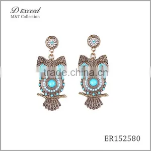 Wholesale Jewelry 2016 Designs Women's Ethnic Bohemian Earrings Owl Gold/Silver Plating Drop Earrings thumbnail-5