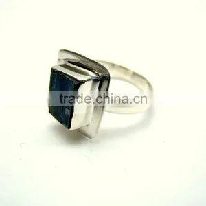 Blue Kyanite Raw Natural Gemstones Ring, Rough Gemstone Adjustable Rings, 925 Solid Sterling Silver Jewelry thumbnail-4