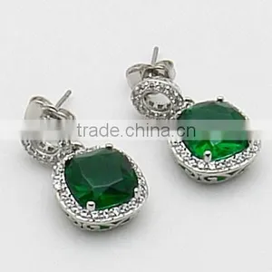 925 Silver Rhodium Plated Green Glass Sets thumbnail-3