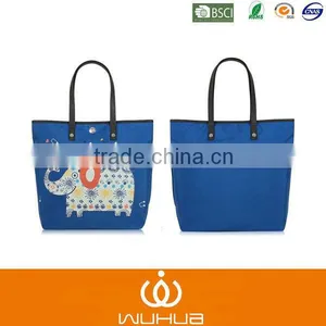 High Quality Elephant Print Genuine Leather Nylon Bag thumbnail-1