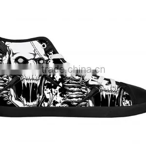 Men's Skull Shoes High Top Canvas Shoes Lace-up Fashion Sneaker thumbnail-2
