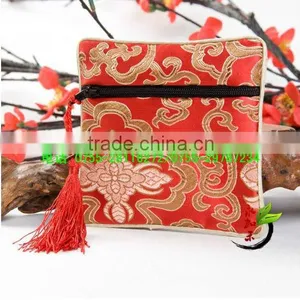 Tasseled Jewelry Bag, Silk Brocade Jewelry Bag thumbnail-1