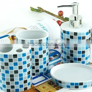 Mosaic Design Oval Ceramic Bathroom Accessory Set thumbnail-1