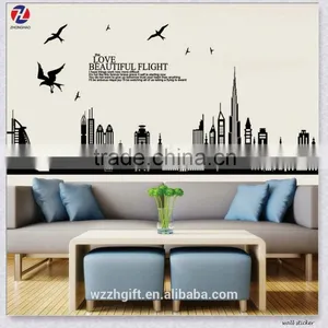High Quality Sticker Printing Charming City Scene Design Eco-Friendly PVC Waterproof Removable Decor Chalkboard Wall Sticker thumbnail-1