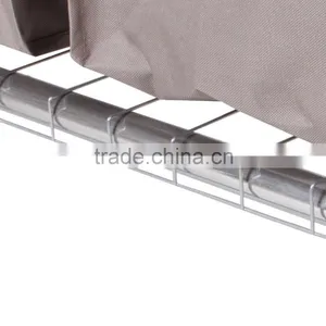Silver Grey Coated 3-Section Heavy-Duty Steel Rolling Laundry Sorter/Cart thumbnail-5