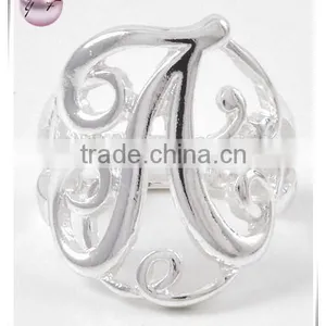 Silver Tone Metal Initial Ring thumbnail-1