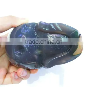 Natural Hand Carved Stone Agate Skull Buy Agate Geode Skull Gift for Women thumbnail-6