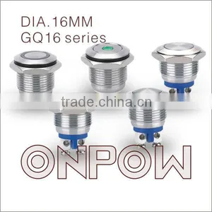 ONPOW Pushbutton Switch(GQ16 Series,16mm,CE,ROHS,REACH,IP65,Anti-vandal,stainless Steel) thumbnail-1