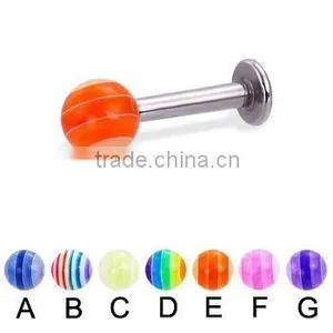 Labret With Flame Ball Lip Ring Stud Body Piercing Jewelry thumbnail-1