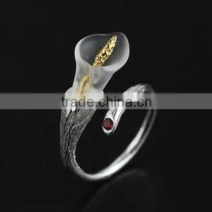 925 Sterling Silver Piezoelectric Crystal Horse Shoe Louts Ring Adjustable Ring Jewelry Supplise 6260557 thumbnail-1