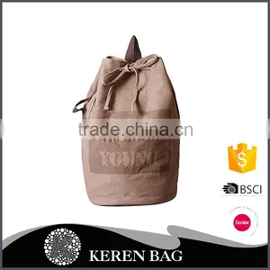 2016 Hot Sale Coffee Abstract Rope Canvas Backpack With Newest Design thumbnail-1