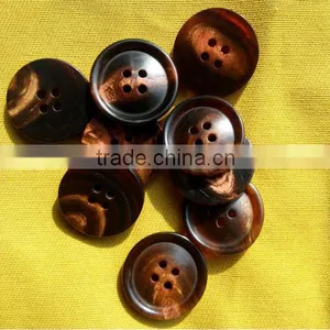 4 Holes 36L(23MM) Real Dye Brown Color Buffalo Horn Button for Suit Coat With Rim thumbnail-2
