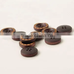 Laser Engraved 4 Holes Black Wooden Buttons for Garment thumbnail-4