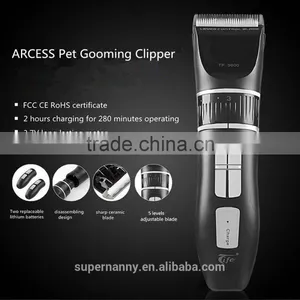 Arcess Two Pieces of Lithium Battery and Taiwan Imported Stainless Steel Blade Professional Dog Grooming Clipper/Pet Clipper thumbnail-1