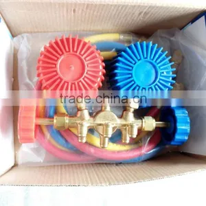 Brass Manifold Gauge Set With Charging Hose, Shock-Proof, Brass Valve Body thumbnail-2