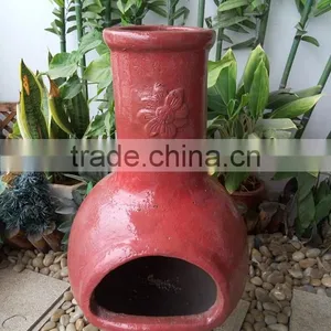 Outdoor Fireplace BBQ Sunflower Clay Chimenea thumbnail-2