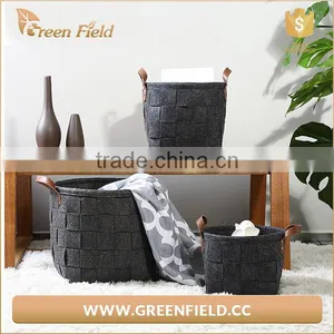 Excellent Quality Woven Handmade Felt Basket Bedroom Toys Storage Bag thumbnail-1