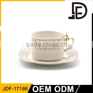 245 cc Porcelain Ceramic Cups and Saucer, Custom Cup, Square Coffee Cup Sets With Customize Pattern thumbnail-1