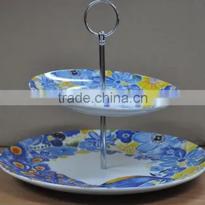 2 Tie Ceramic Plate Set With Metal Rack thumbnail-1