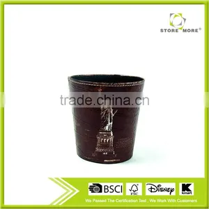 Newest The Statue Print Waste Bin Faux Leather Open Top Trash Can thumbnail-1