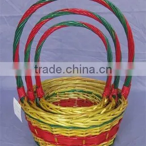 Round Colorful Willow Basket With Handles thumbnail-1