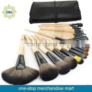 Wooden Handle Nylon Hair 24pcs Make up Brush Set With OEM Design thumbnail-3
