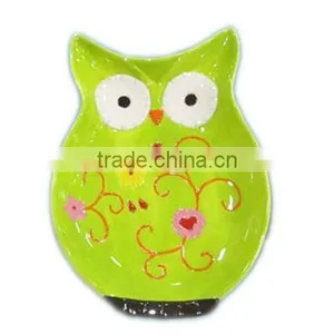Ceramic Owl Dish,green thumbnail-1