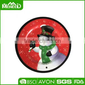 Festival Party Used Decorative 8"/9" Reusable Unbreakbale Ceramic Like Christmas Melamine Snowman Printing Plate thumbnail-1