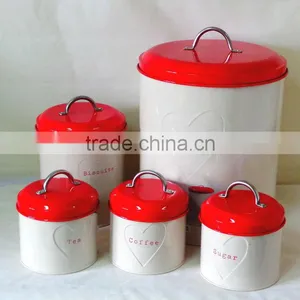 Embossed Logo 5pcs Tea Coffee Sugar Canisters Bread Bin Storage Bin thumbnail-1