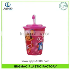 350ml PP Promotional Plastic Beverage Drinking Cup With Straw thumbnail-1