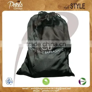 Satin Drawstring Bag With Screen Print Logo thumbnail-1