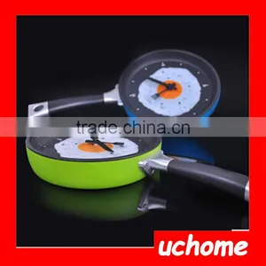 UCHOME Hot Beauty Happy Time Plastic Frying Pan Wall Clock, Decorative Kitchen Fried Egg Pan Wall Clock thumbnail-1