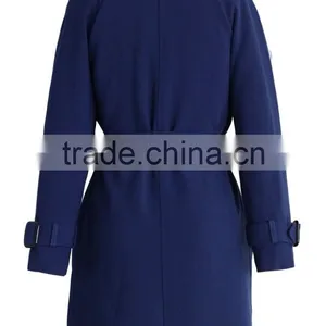 Beige /Grey/Indigo Blue Color Open Front Design Full Lined Long Jacket,beautiful Women Belted Textured Trench Jacket Coat thumbnail-6
