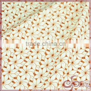 Orange All Over Flower Heavy Cotton Lace, Embroidery Design Fabric thumbnail-1