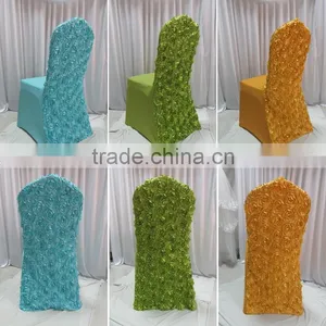 Top Selling--2PCS 13 Colors Elastic Spandex Banquet Chair Cover With Satin Rosette Back For Wedding Party Hotel Decoration thumbnail-1