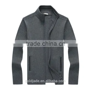 Casual Men's Winter Wool Knitted Zip Cardigan Men Plain Knit Cardigan Sweater thumbnail-1