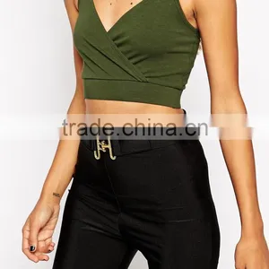 Latest Arrival Strappy Crop V-neckline Top With Wrap Front thumbnail-4