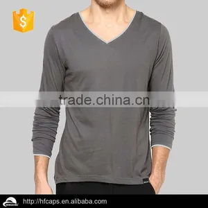 Fashion Custom Cotton v Neck Long Sleeve t Shirt thumbnail-1