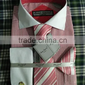 Stock USA Men Oxford Stripes Dress Shirt With Tie/Hankie/Cufflinks thumbnail-3