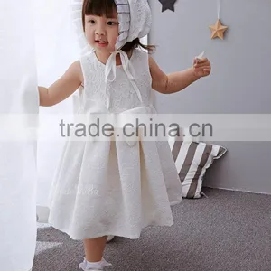 Baby Clothes Wholesale Hot Sale Chiffon Cheap 2017 Baby Clothing Children's Boutique Sleeveless Summer White Flower Girl Dress thumbnail-4