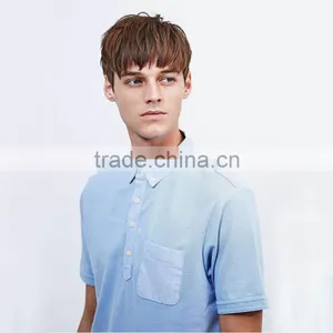 Plain Blue Polo With Chest Pocket 100 Percent Cotton Mens Polo Shirts T-shirt thumbnail-3