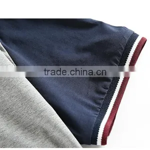 Sports 100% Cotton Breathable Light Matching Color Knitted Short Sleeve Golf POLO t Shirt for Men thumbnail-3