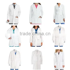 New High Quality Hospital Uniforms Unisex White Long Sleeve Lab Coat thumbnail-1