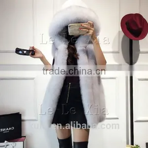 2017 New Faux Fur Women's Jackets Coats Winter Jacket Women Fox Fur Coat Hooded Collar Fur Vest Fashion Black Fpc-469 thumbnail-3