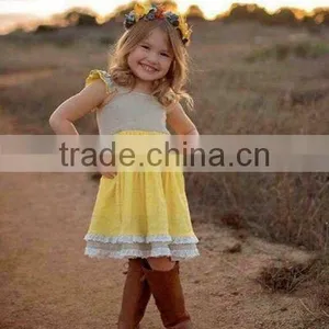 Girls Sunflower Wildling Dress Baby Well Dressed Wolf Remake Lace Linen Dress thumbnail-2